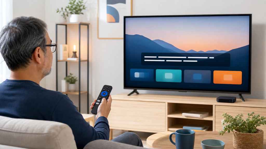 IPTV Accessibility Settings: Subtitles, Text Size, and Easier Navigation Viewer using subtitles and accessible controls on a generic TV