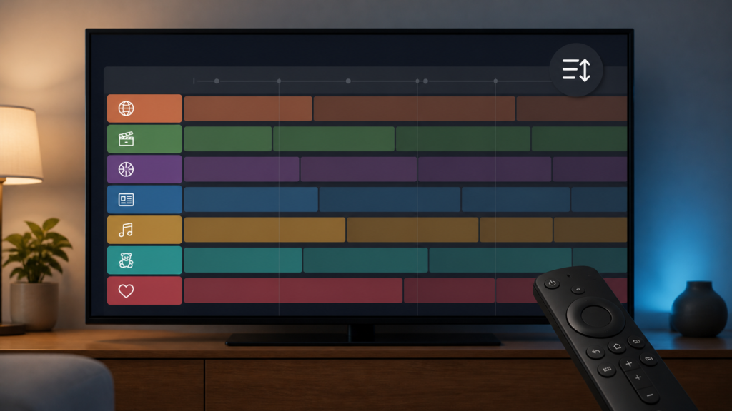 Generic electronic program guide with IPTV categories in an unexpected order