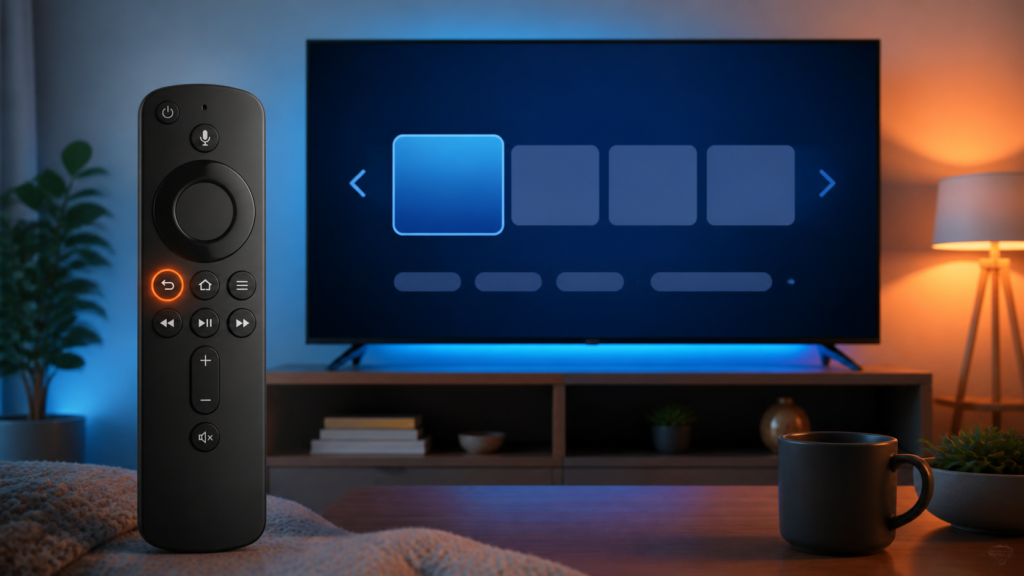Firestick IPTV Remote Back Button Not Working: Safe Checks Generic streaming remote beside a television for IPTV Back button troubleshooting