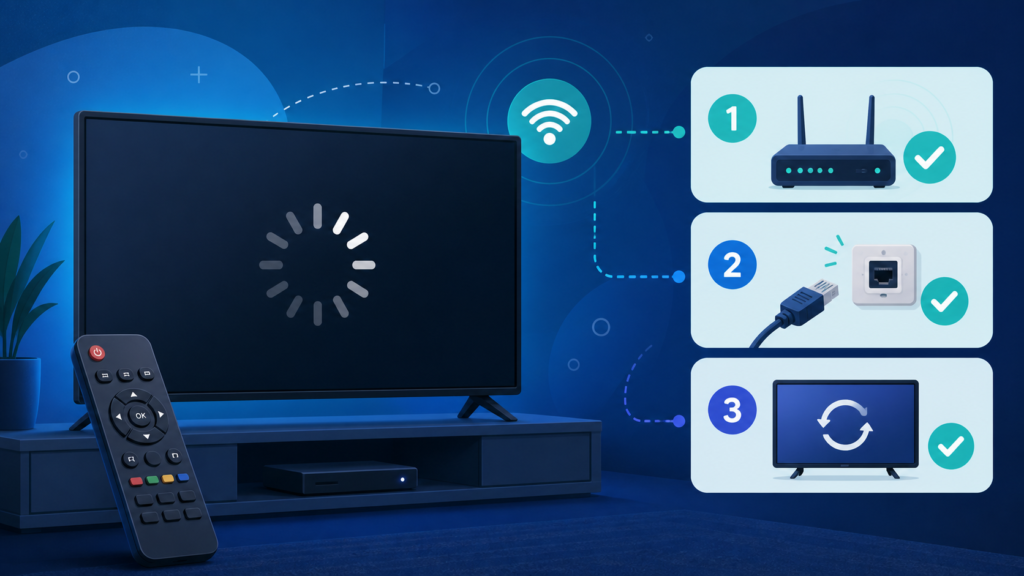 Smart TV IPTV app stuck on a loading screen