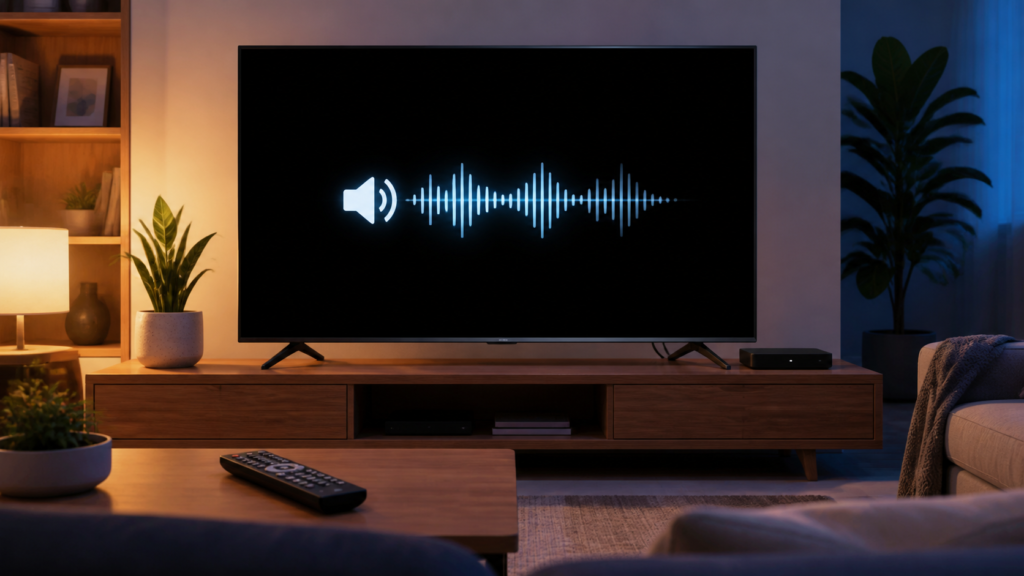 TV showing black IPTV video while sound continues