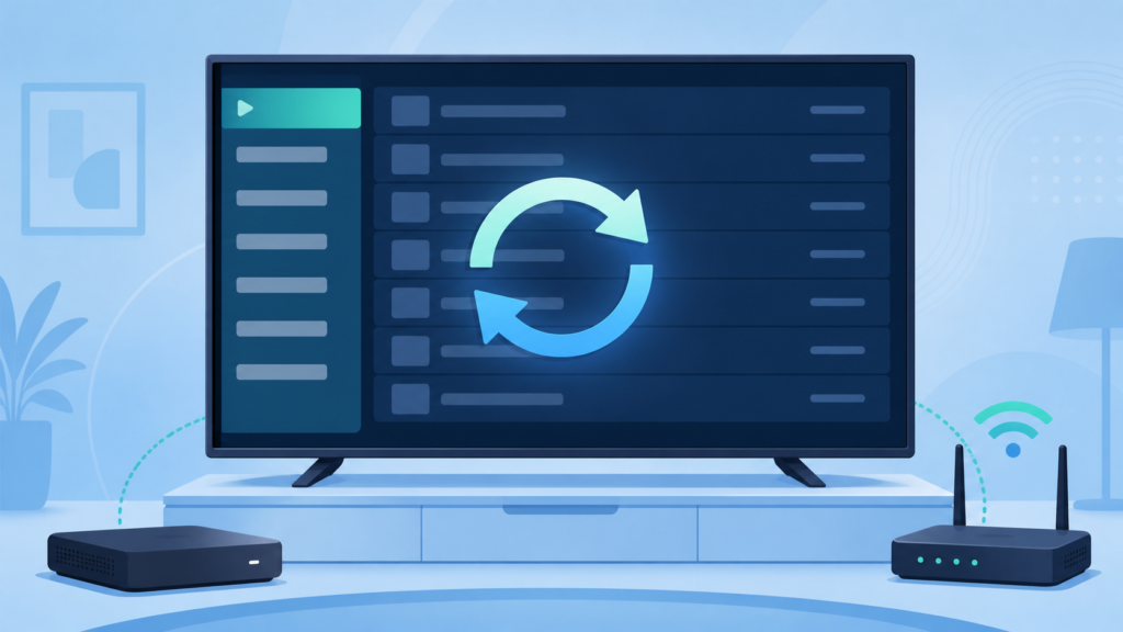 IPTV Channel List Not Updating: Refresh and Device Checks Smart TV IPTV channel list refresh illustration