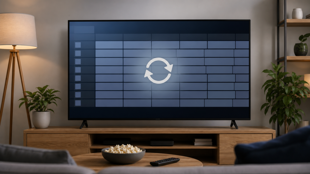 Generic smart TV electronic program guide refresh troubleshooting illustration