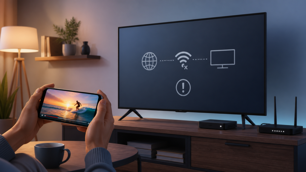 Phone playing IPTV while Smart TV has a device connection problem