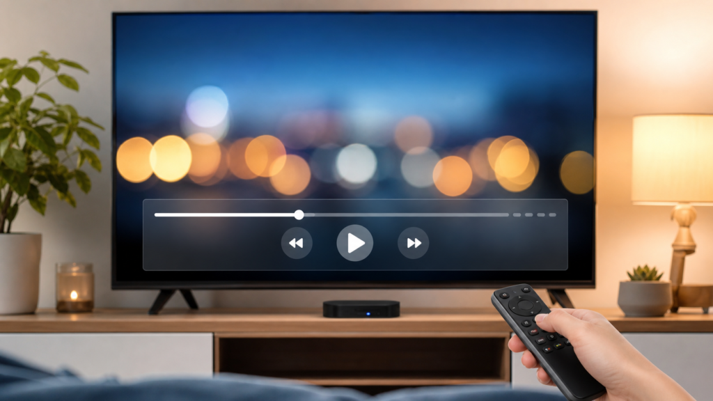Generic TV playback control bar with remote troubleshooting