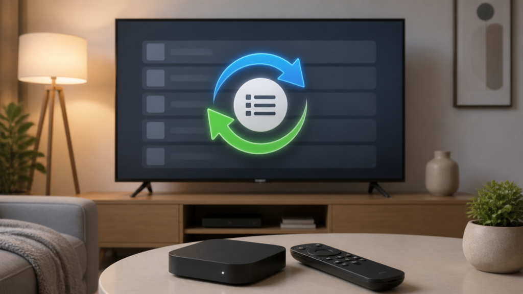 Generic smart TV IPTV playlist refresh troubleshooting illustration