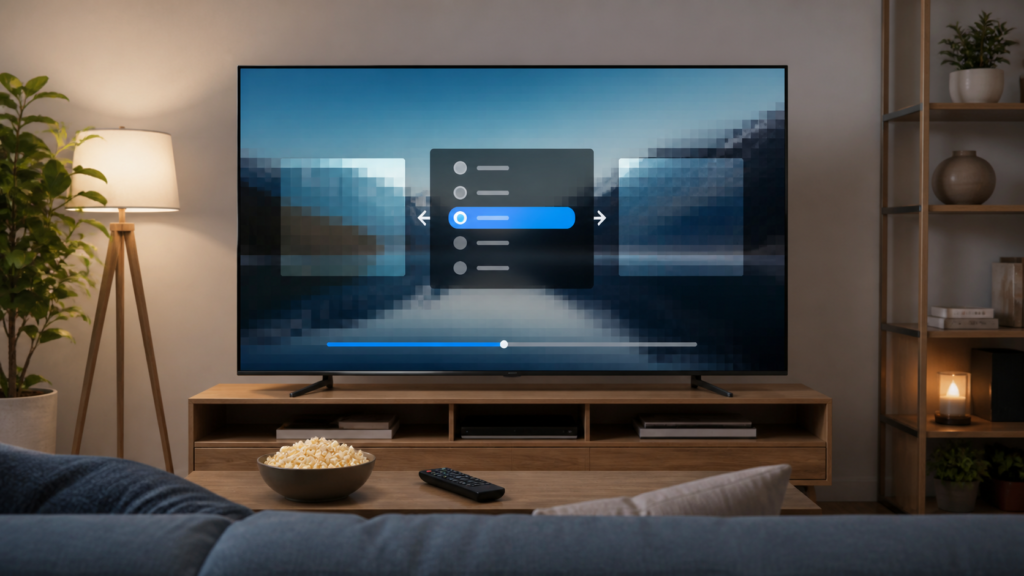 Generic smart TV IPTV picture quality settings troubleshooting illustration