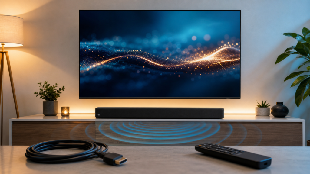 Generic Smart TV and soundbar with HDMI setup
