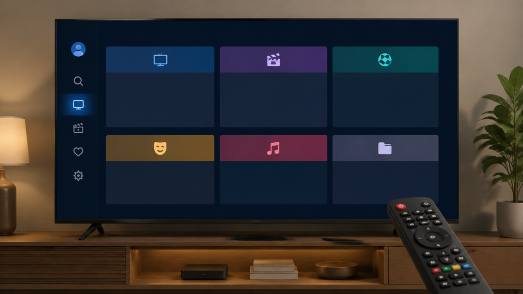 IPTV Category Shows No Channels on Smart TV: Safe Checks Smart TV IPTV category screen showing no visible channels in one group