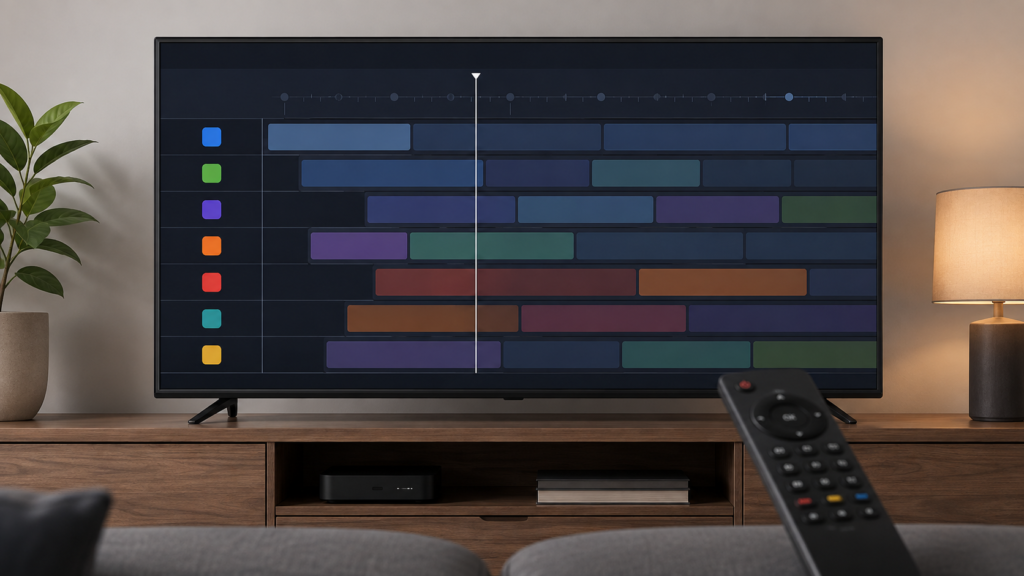 Android TV IPTV EPG timeline with scrolling stopped