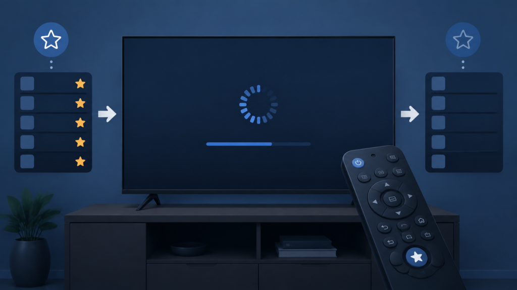 Generic Smart TV IPTV favorites list after reboot