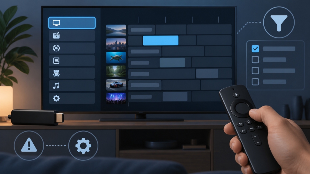 Generic Firestick IPTV EPG category filter