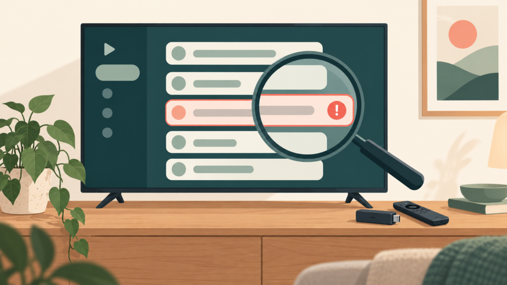 Firestick Says an M3U Playlist URL Is Invalid: A Safe Step-by-Step Check Illustration of a streaming device and television playlist input with an error indicator
