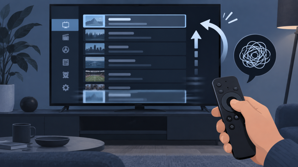 Generic Android TV IPTV EPG scroll jumps back