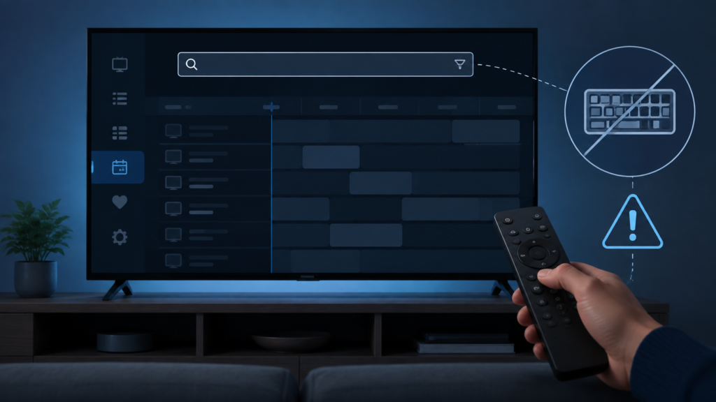 IPTV EPG Search Keyboard Not Opening on Android TV: Safe Checks Generic Android TV IPTV EPG search keyboard illustration