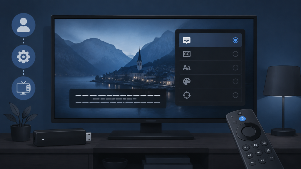 Generic Firestick IPTV player with subtitle controls